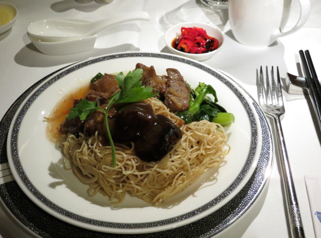 Singapore Suites A380 Review - Frankfurt to Singapore - Braised Local Noodles with Beef and Mushrooms