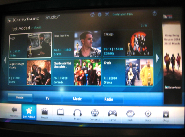 Cathay Pacific First Class Review - Movies