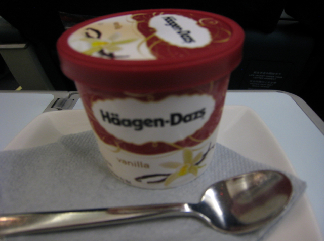 Cathay Pacific First Class Review Haagen Dazs Vanilla Ice Cream