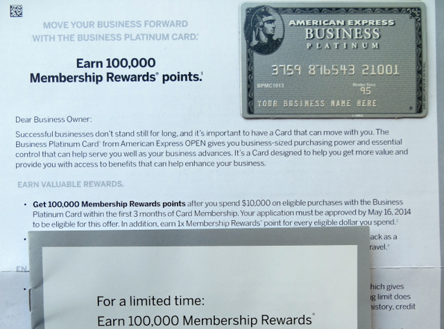 AMEX Business Platinum 100K Bonus Offer (Targeted)