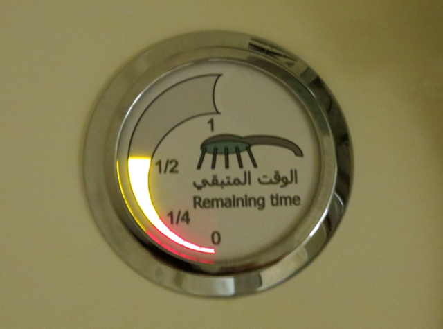 Emirates First Class A380 Review - 5 Minute Shower "Time Remaining" Indicator