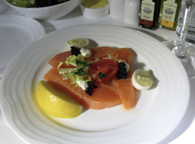 Emirates First Class A380 Review - Loch Fyne Salmon, Caviar and Quails Eggs
