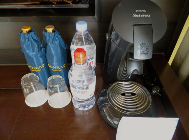 Conrad Koh Samui Review - Bottled Water and Coffee Maker