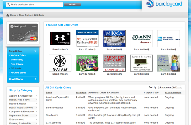 6X on AMEX Gift Cards with Barclaycard Arrival