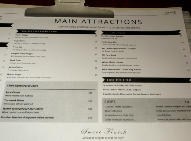 One Ninety Singapore Menu-Dinner