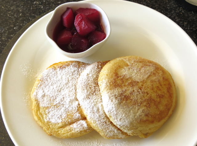 Amanjiwo Breakfast - Lemon Souffle Pancakes with Fruit Compote