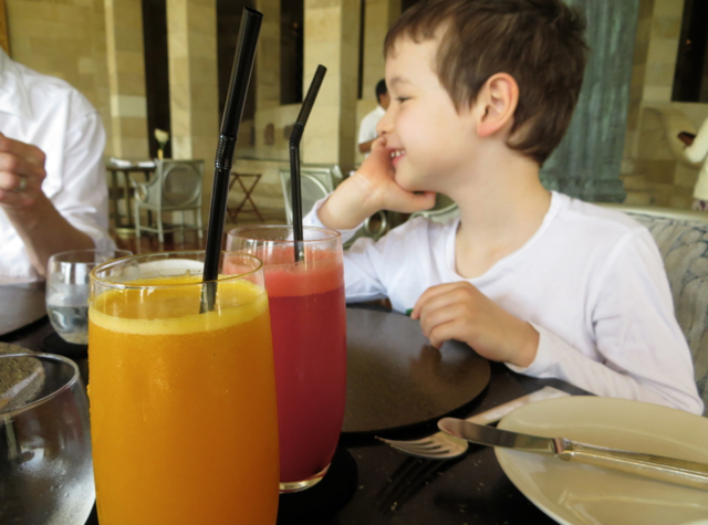 Amanjiwo Restaurant Food - Fresh Squeezed Juices at Breakfast