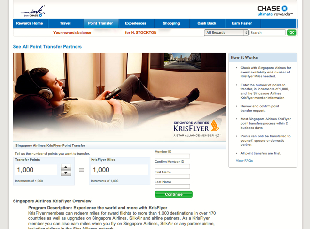 Singapore KrisFlyer: New Chase Ultimate Rewards Transfer Partner