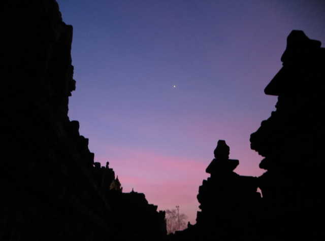 Borobudur Sunrise Tour - Borobudur Silhouetted Against Pre-Dawn Sky