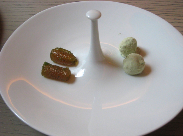 Juni NYC Mignardises: Passionfruit Gelee and Green Tea Macadamia Nuts