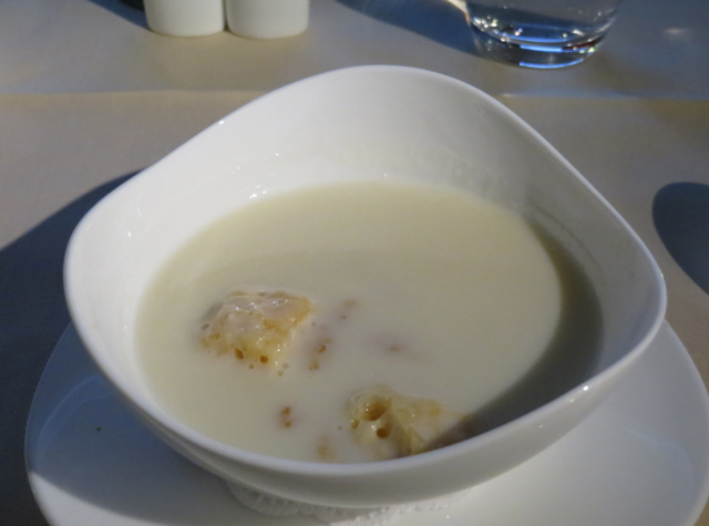 Asiana First Class Suites Review - Cauliflower Veloute Soup