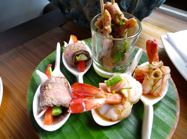 Best Hotel Welcome Amenities and Gifts-Shrimp and Steak Appetizers, Four Seasons Koh Samui