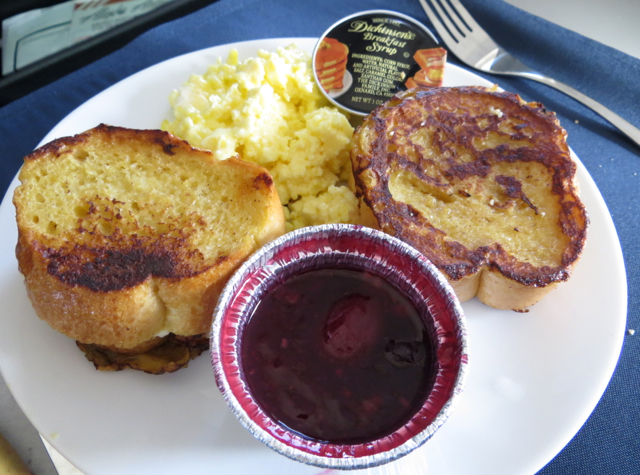 Alaska Airlines First Class Review - French Toast with Cherry Sauce