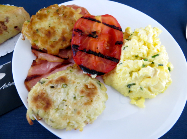 Alaska Airlines First Class - Scrambled Eggs, Ham and Potatoes