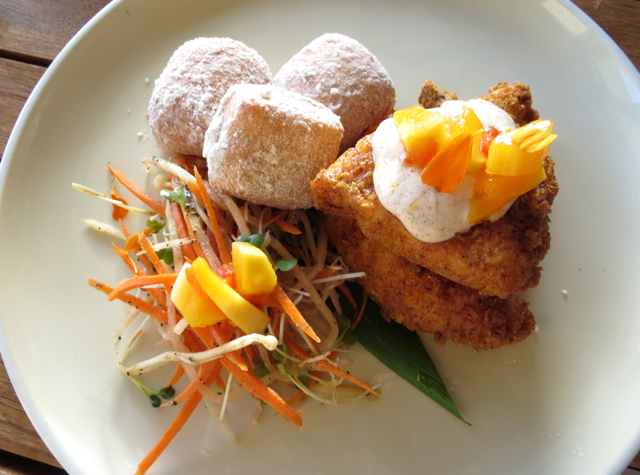 Makawao Farms Chicken with Lavender Malasadas