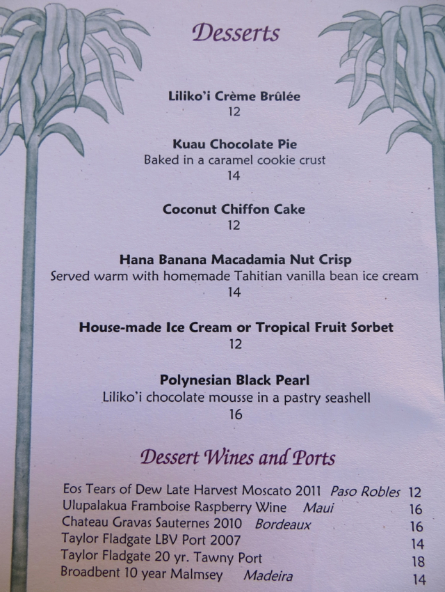 Mama's Fish House Dessert Menu