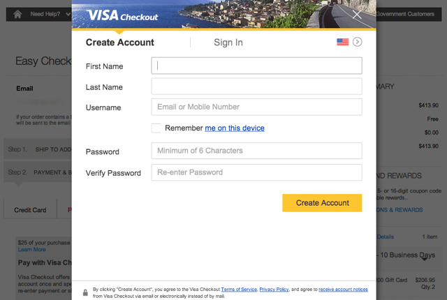 Visa Checkout Registration