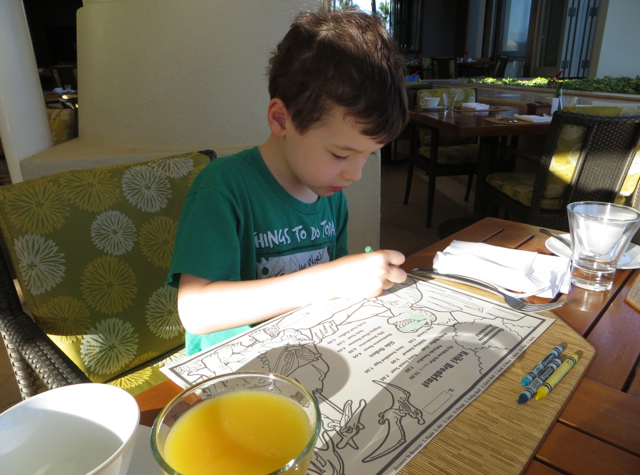 Kids Coloring Placemat at DUO, Four Seasons Maui