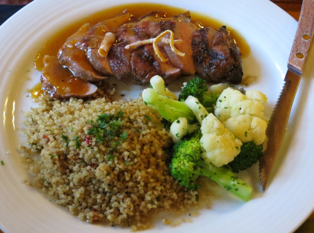 Kilauea Lodge Restaurant Review - Duck L'Orange with Quinoa