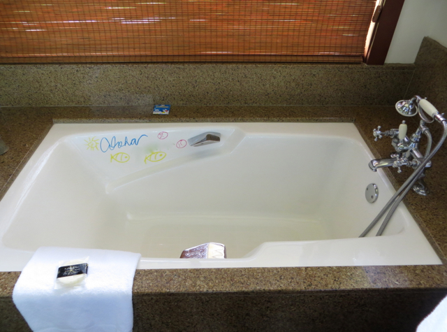 Four Seasons Hualalai Review - Soaking Tub with Aloha Greeting