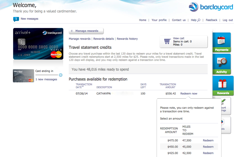 How to Redeem Barclaycard Arrival Miles and Points - Decide How Many Miles to Redeem