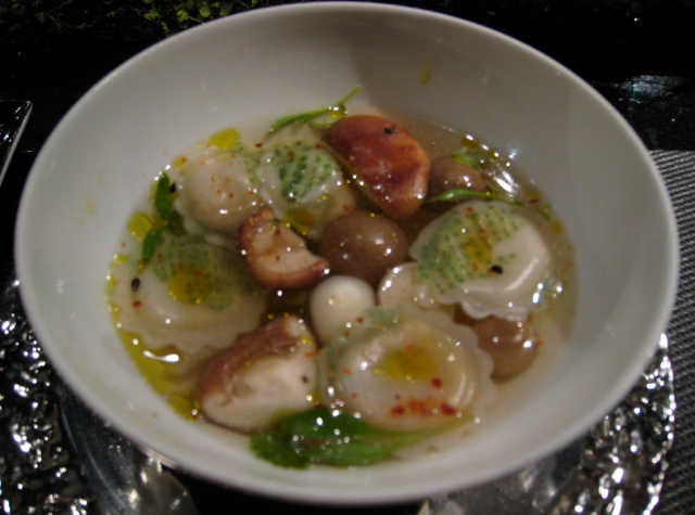 Le Foie Gras Herb Tortellini in Bouillon, L'Atelier de Joel Robuchon